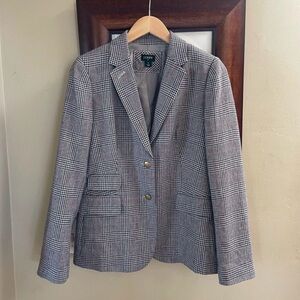 J. Crew Original Schoolboy Blazer in Glen Plaid with Red Overcheck.